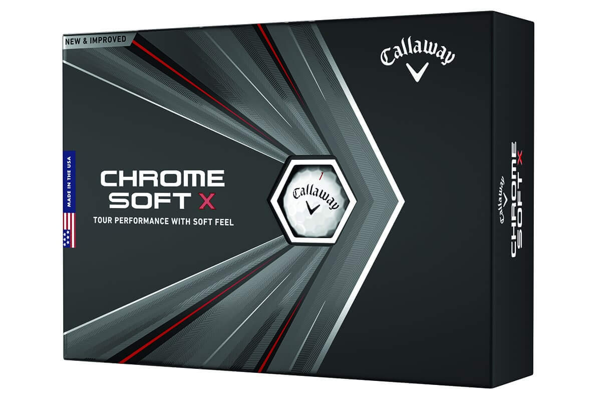A box of Callaway Chrome Soft X golf balls ready for Review