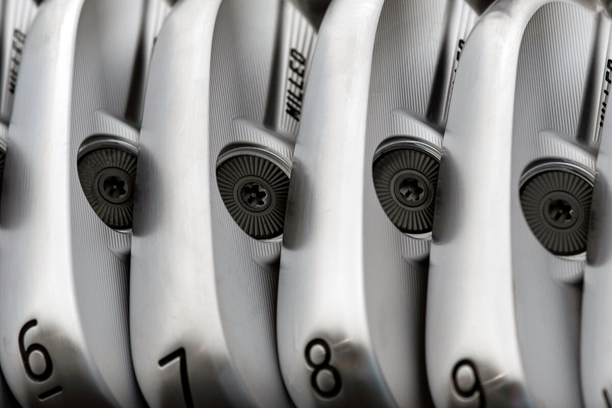 A closeup of PXG 0317 ST golf irons