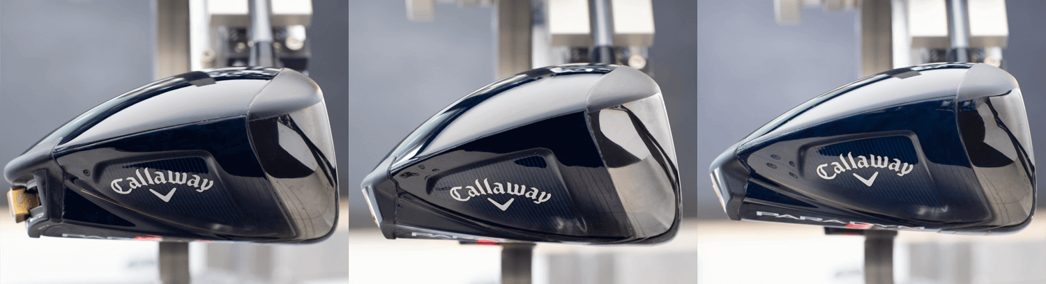 a profile view of the three Callaway Paradym drivers