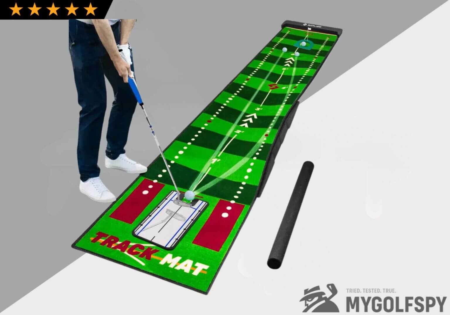 SAPLIZE Golf Putting Mat, Visible Trajectory Tracing, Multiple Training Modes, with Putting Alignment Mirror and Adjustable Green Slopes, Putting
