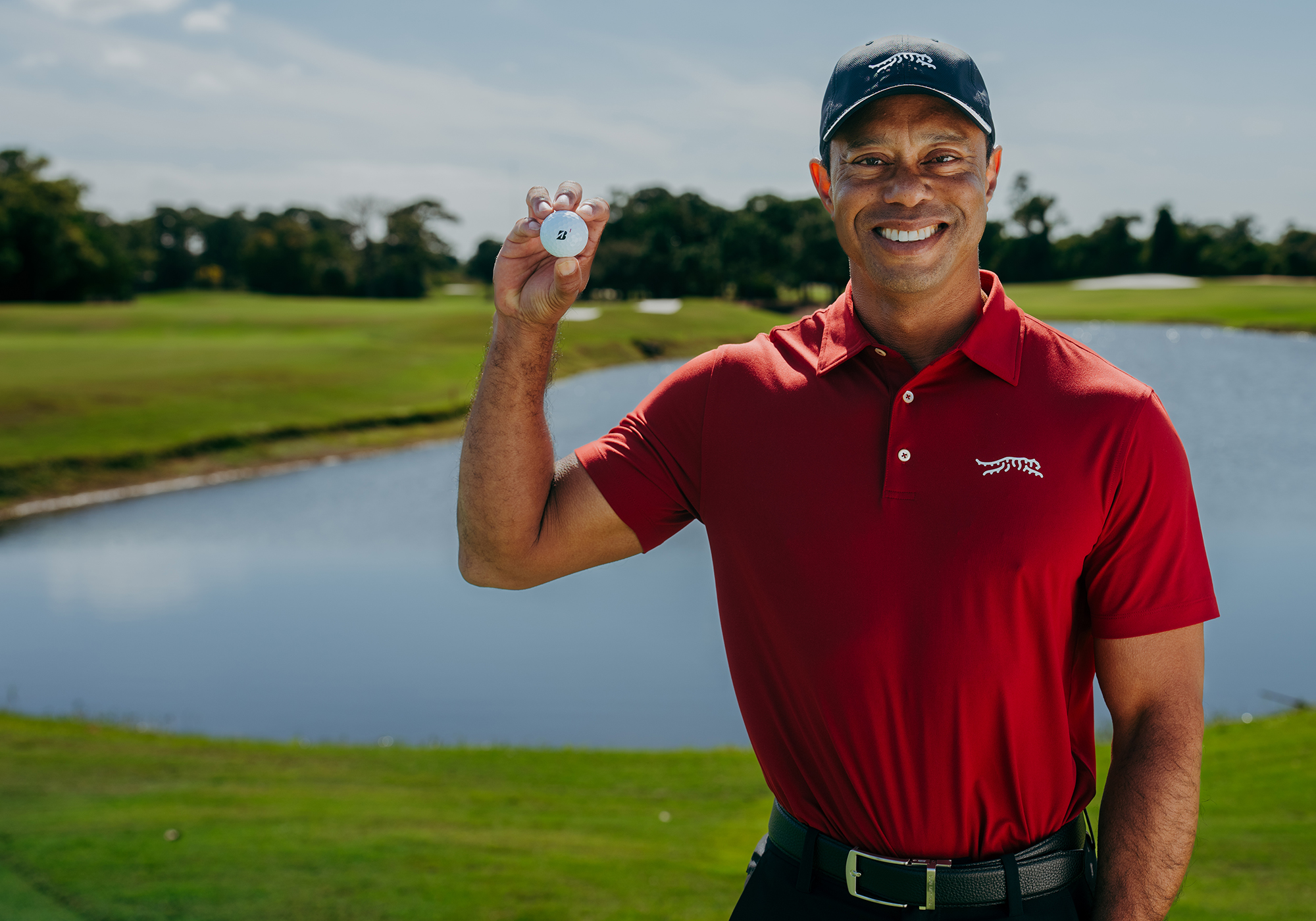 Tiger Woods with a Bridgestone golf ball