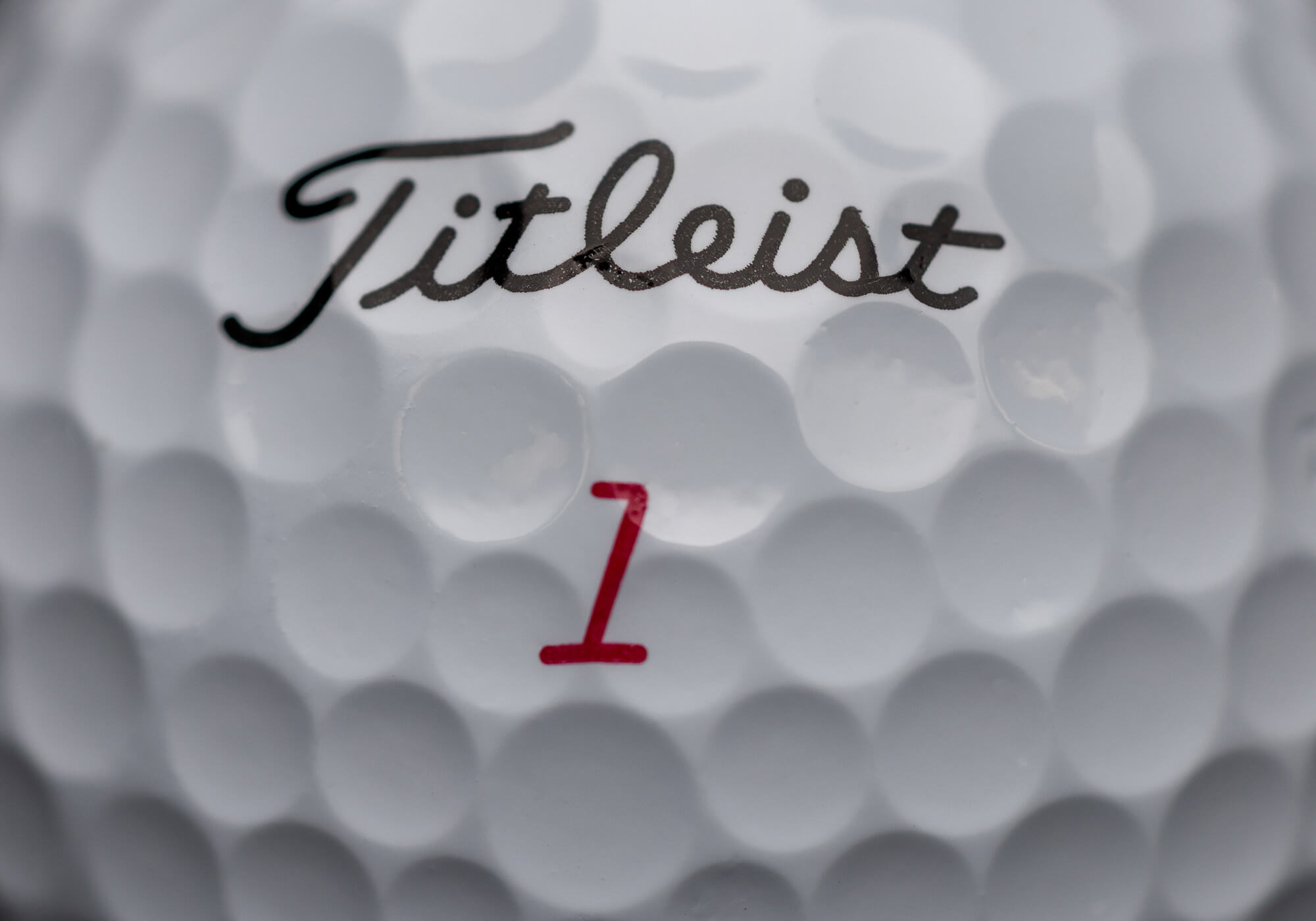 A 2026 Pro V1x Left Dash closeup of the Titleist logo