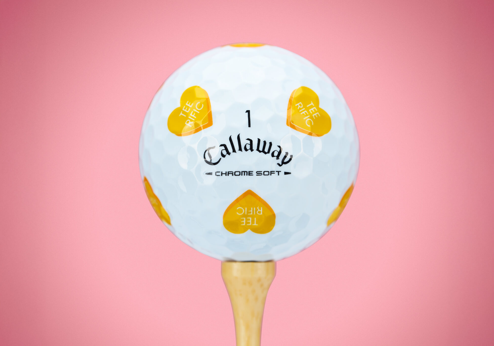 Callaway Chrome Soft Hearts - Orange with TEE RIFIC message