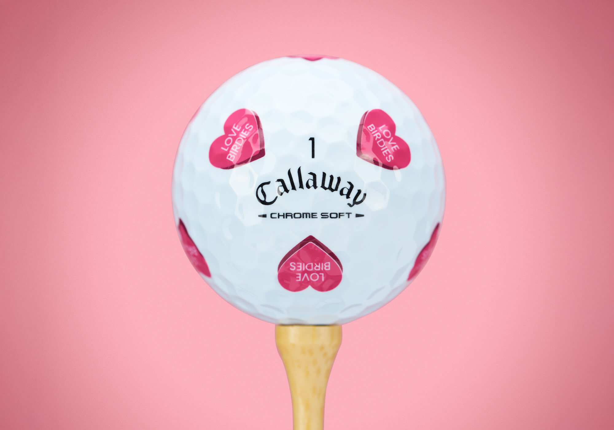 Callaway Chrome Soft Hearts - Pink with LOVE BIRDIES message