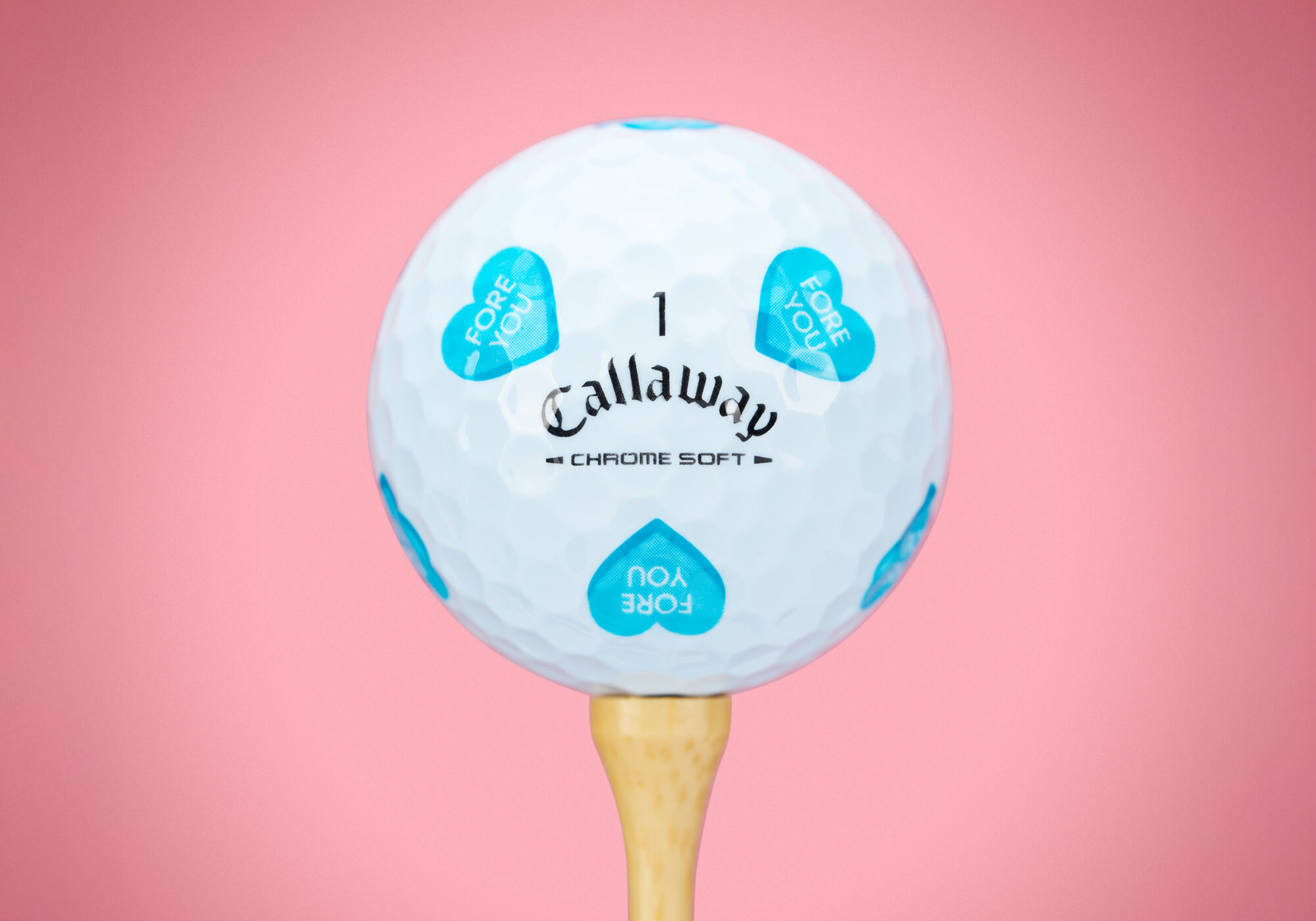Callaway Chrome Soft Hearts - Blue with FORE YOU message