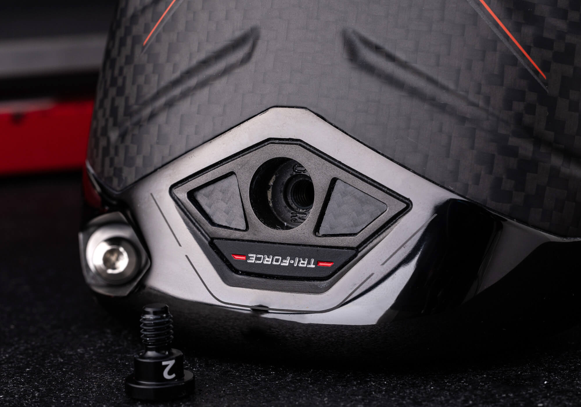 A closeup of the swing weight port on the Callaway Quantum Max Fast