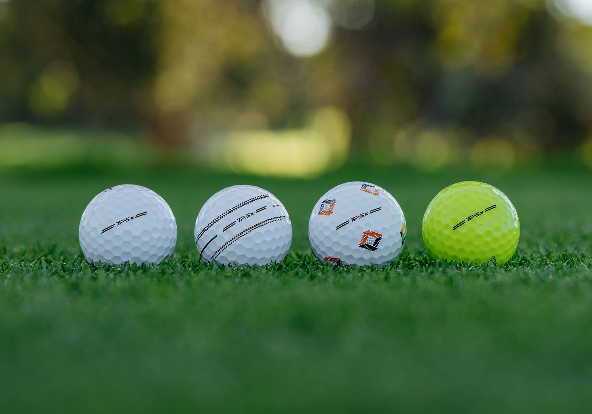 TaylorMade TP5 and TP5x are available in white, yellow, pix, stripe, and MySymbol