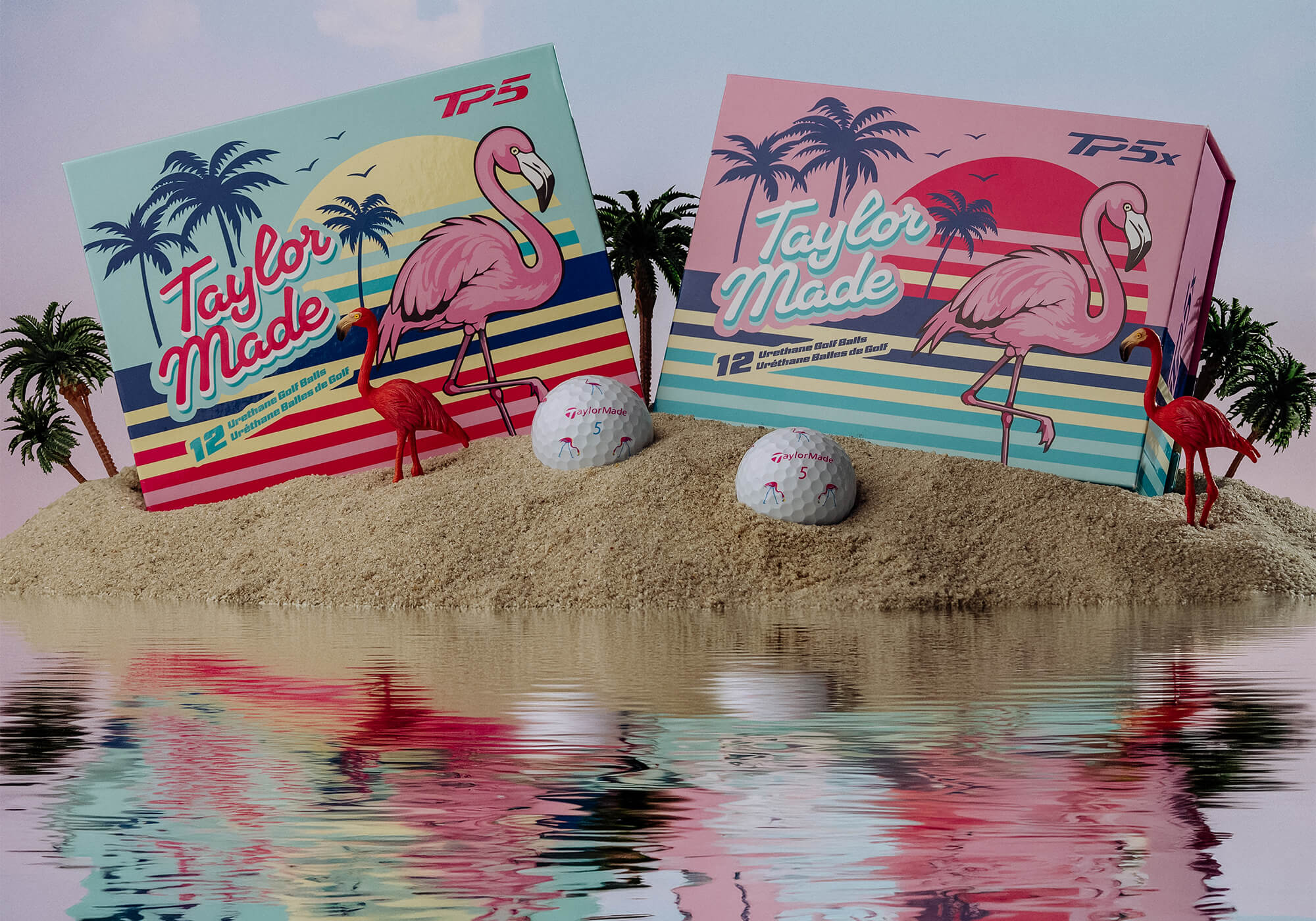 TaylorMade TP5 and TP5x Flamingo golf balls