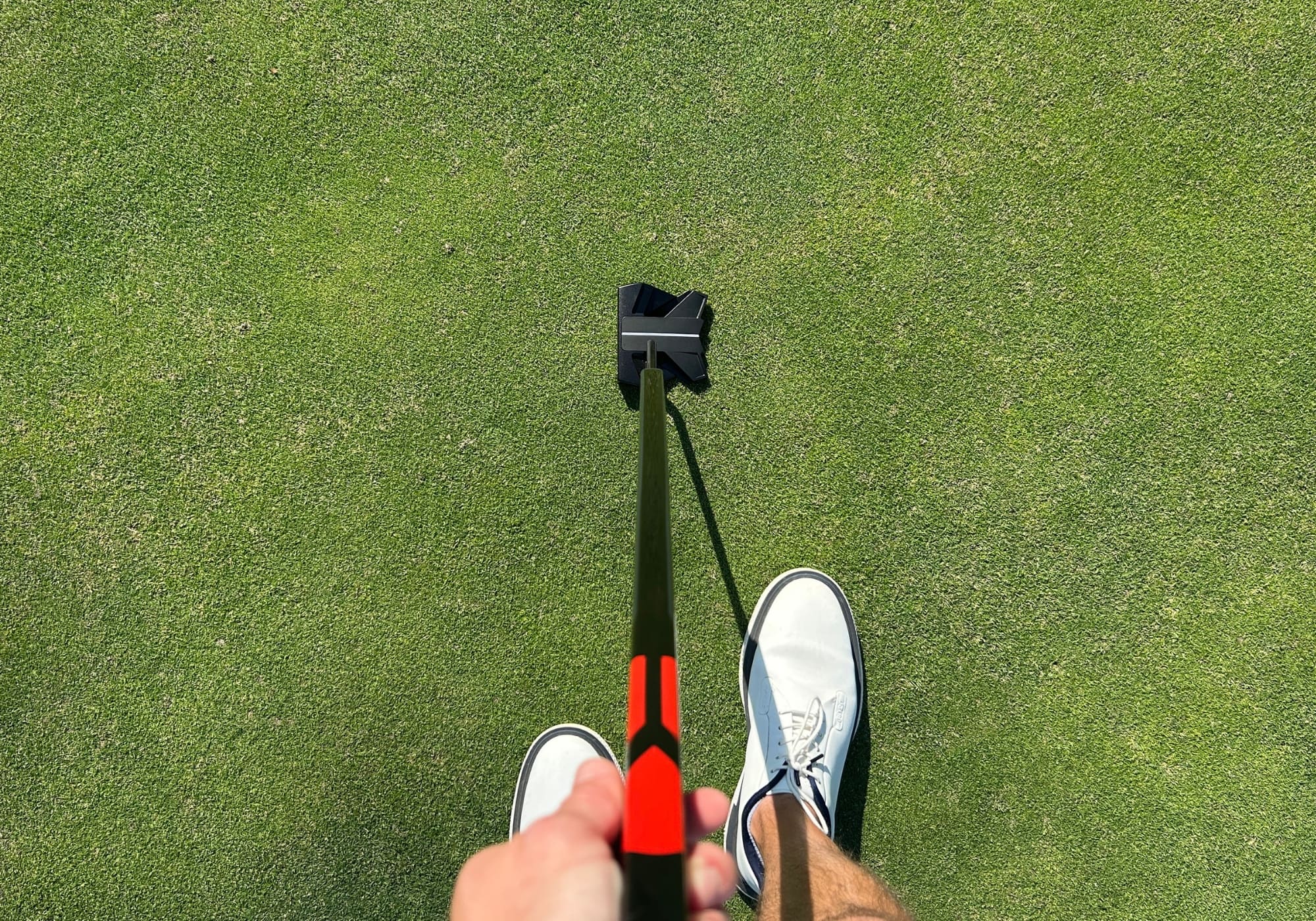 Caliber Golf hockey stick putter grip top view address